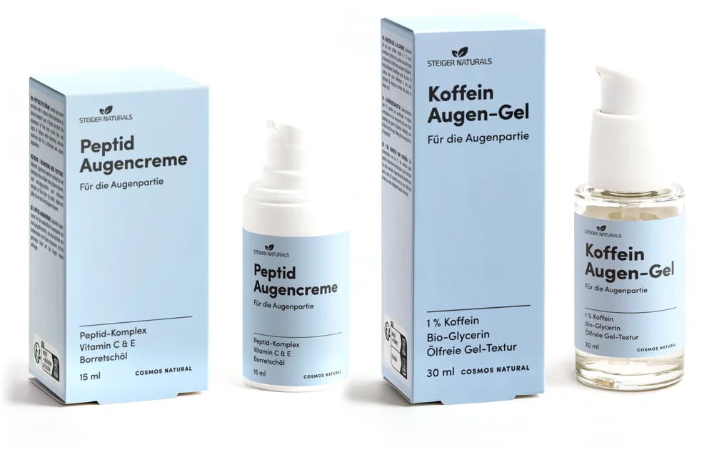 Augen-Routine: Peptid Augencreme 15 ml und Koffein Augen-Gel 30 ml