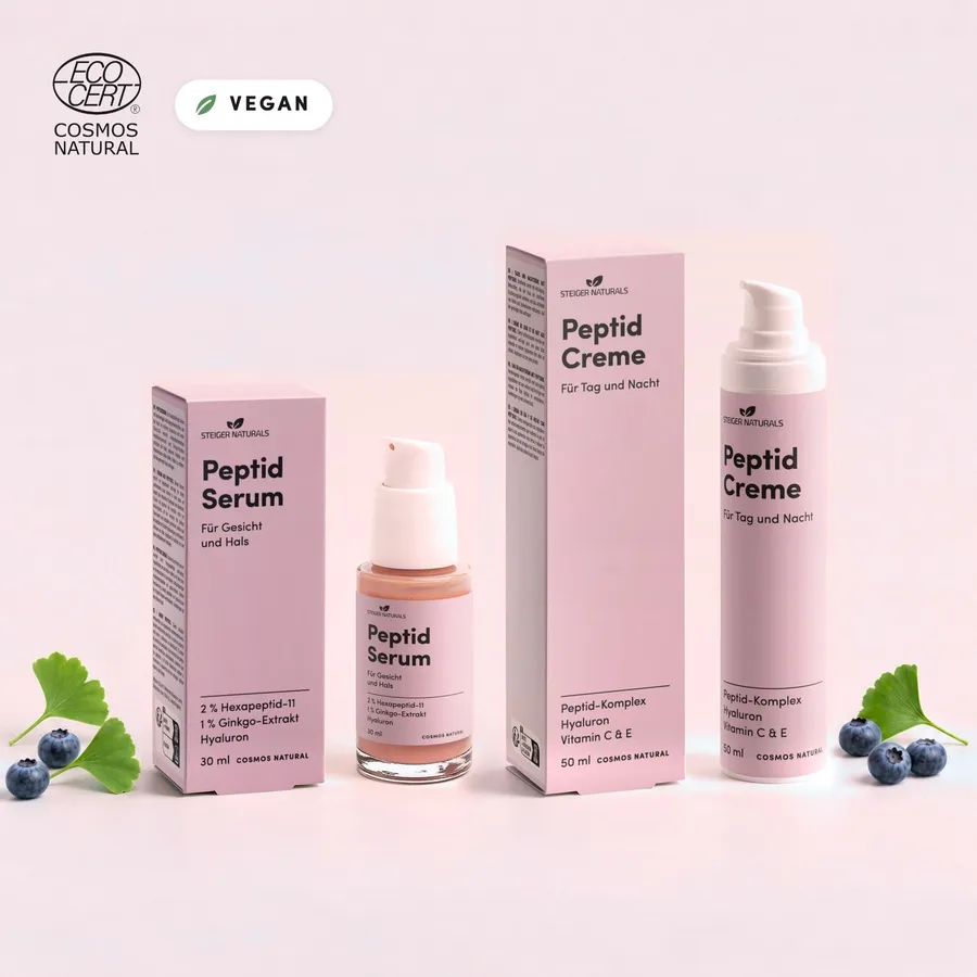 Peptid-Duo von Steiger Naturals: Peptid Serum 30 ml und Peptid Creme 50 ml